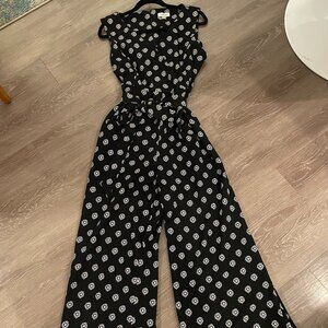 Calvin Klein Floral Print V-Neck Jumpsuit